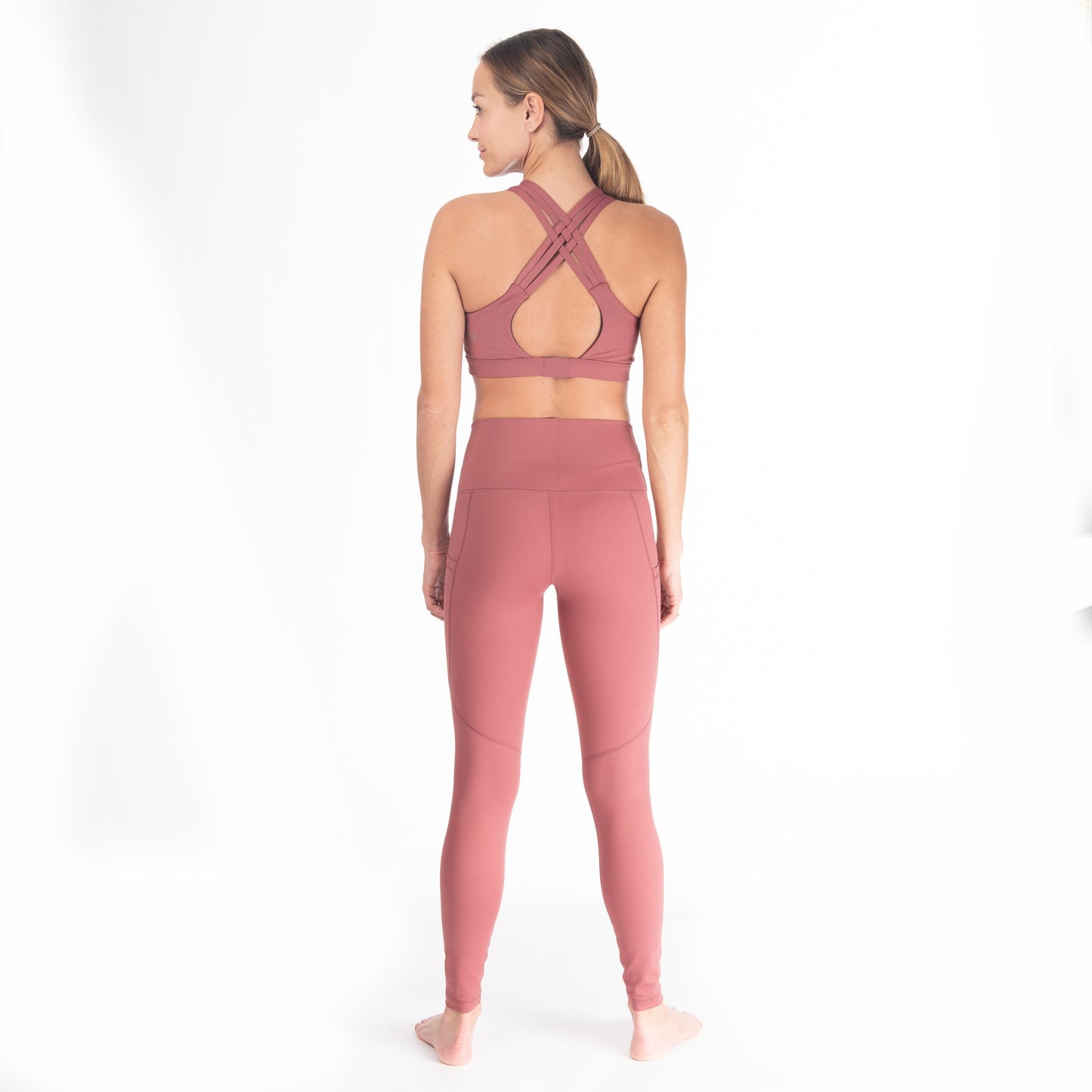 Laser Cut Tummy Control Postpartum Legging (Dusty Rose)