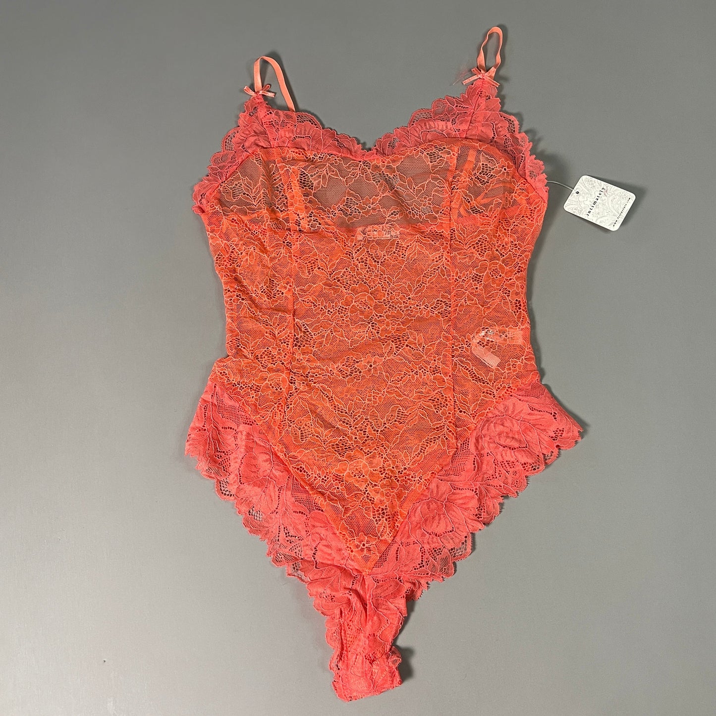 FREE PEOPLE Sheer One Touch Bodysuit Leotard Women's Sz XS Watermelon Lace OB1457989 (New)