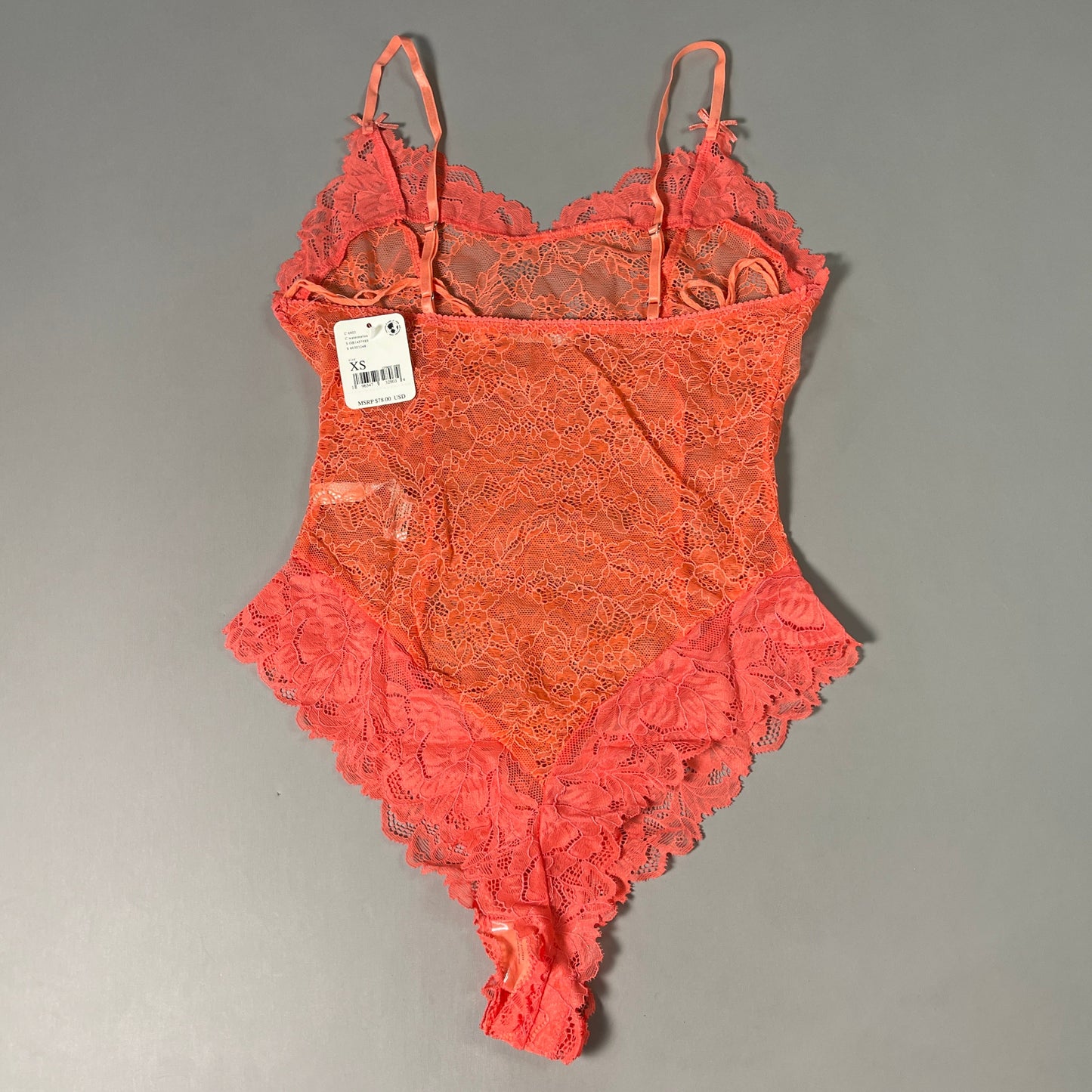 FREE PEOPLE Sheer One Touch Bodysuit Leotard Women's Sz XS Watermelon Lace OB1457989 (New)