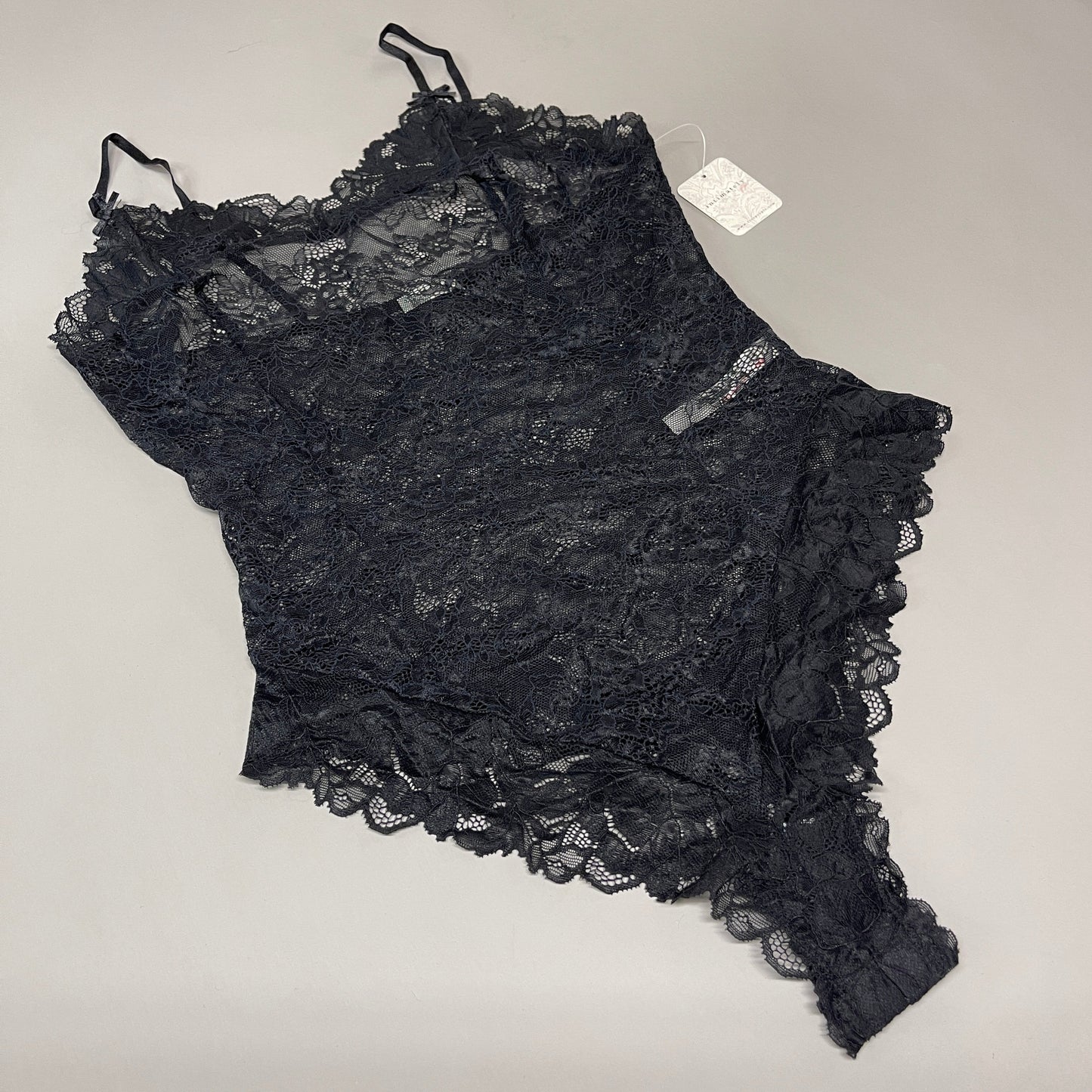 FREE PEOPLE Sheer One Touch Bodysuit Leotard Women's Sz M Black Lace OB1457989 (New)