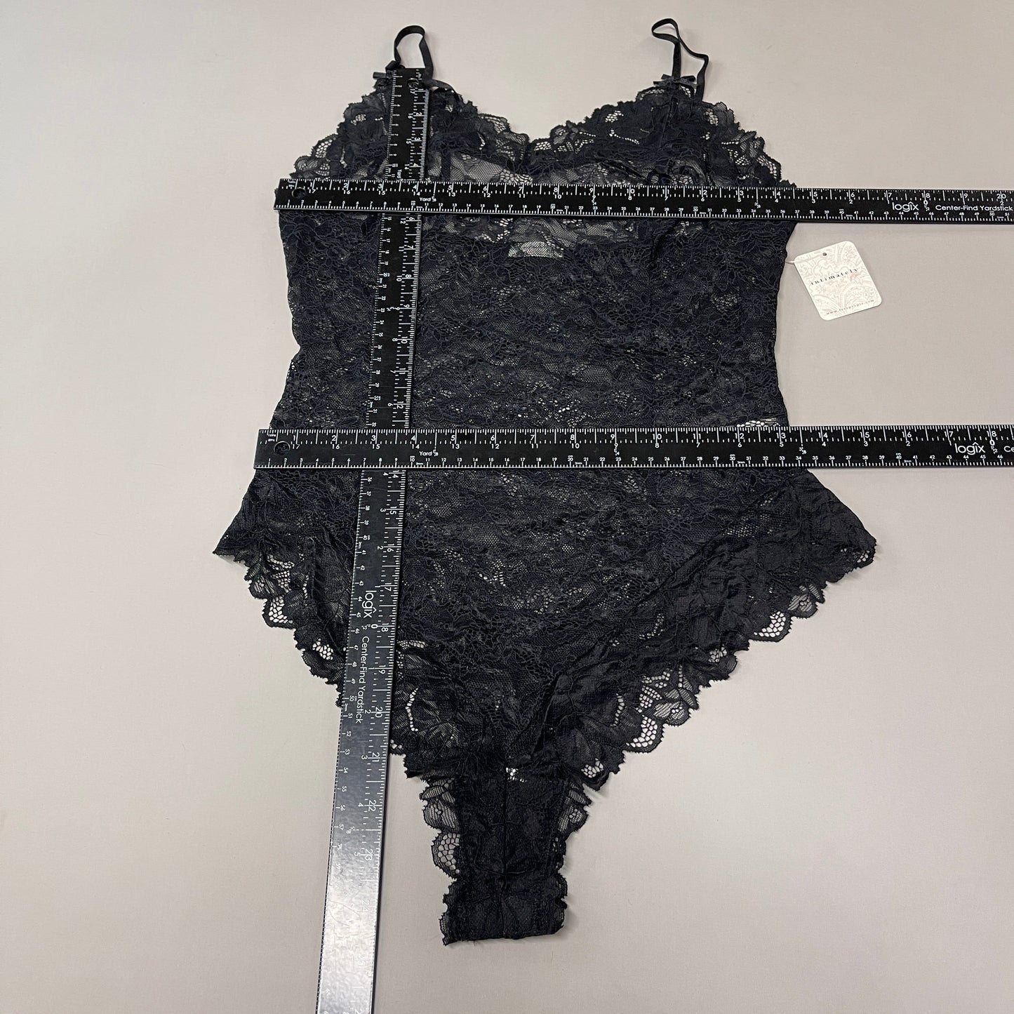 FREE PEOPLE Sheer One Touch Bodysuit Leotard Women's Sz M Black Lace OB1457989 (New)
