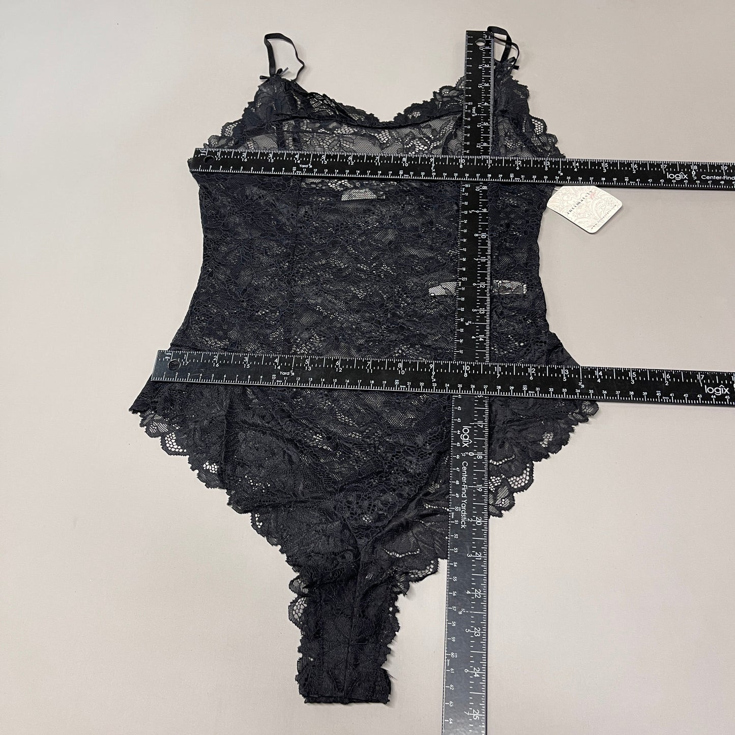 FREE PEOPLE Sheer One Touch Bodysuit Leotard Women's Sz S Black Lace OB1457989 (New)