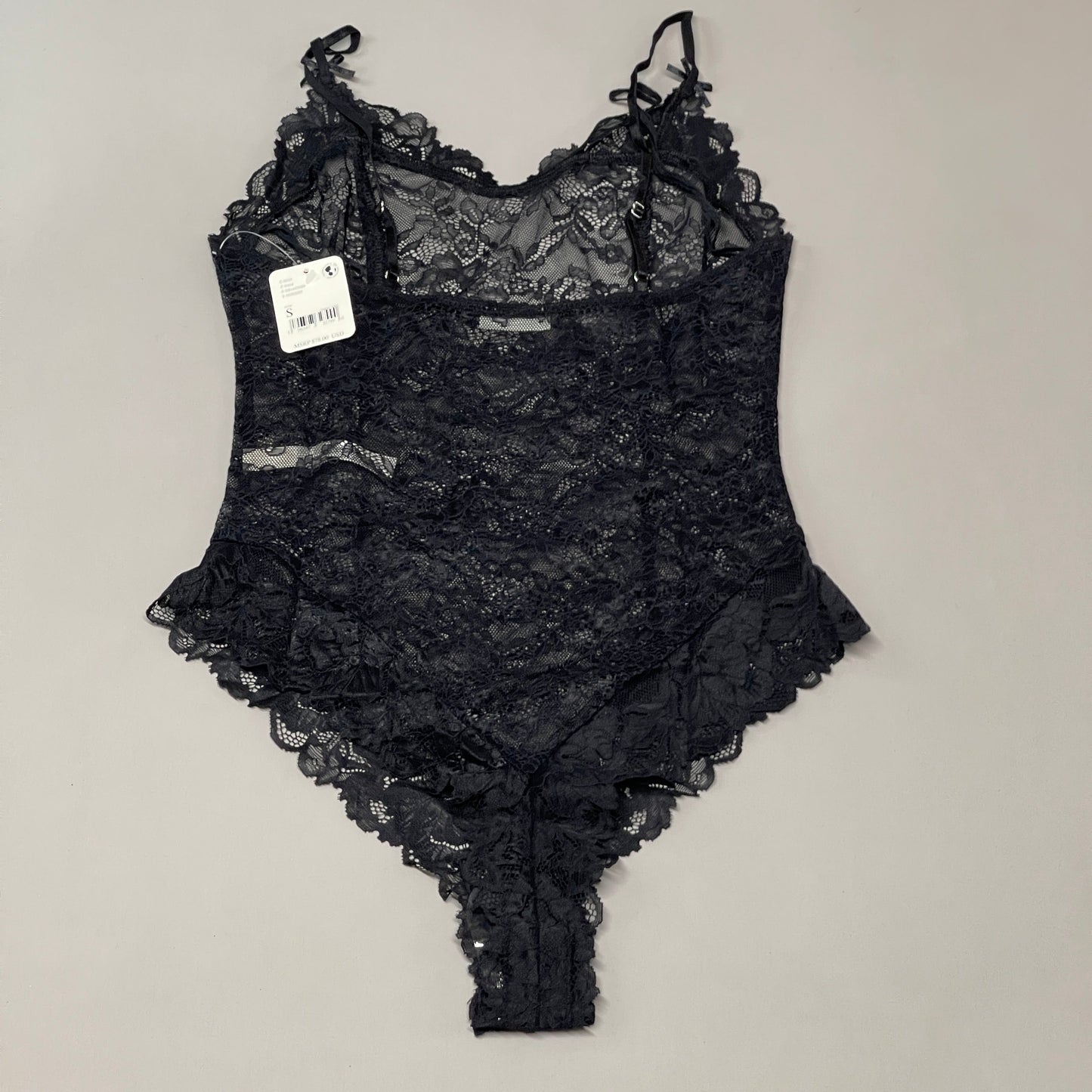 FREE PEOPLE Sheer One Touch Bodysuit Leotard Women's Sz S Black Lace OB1457989 (New)