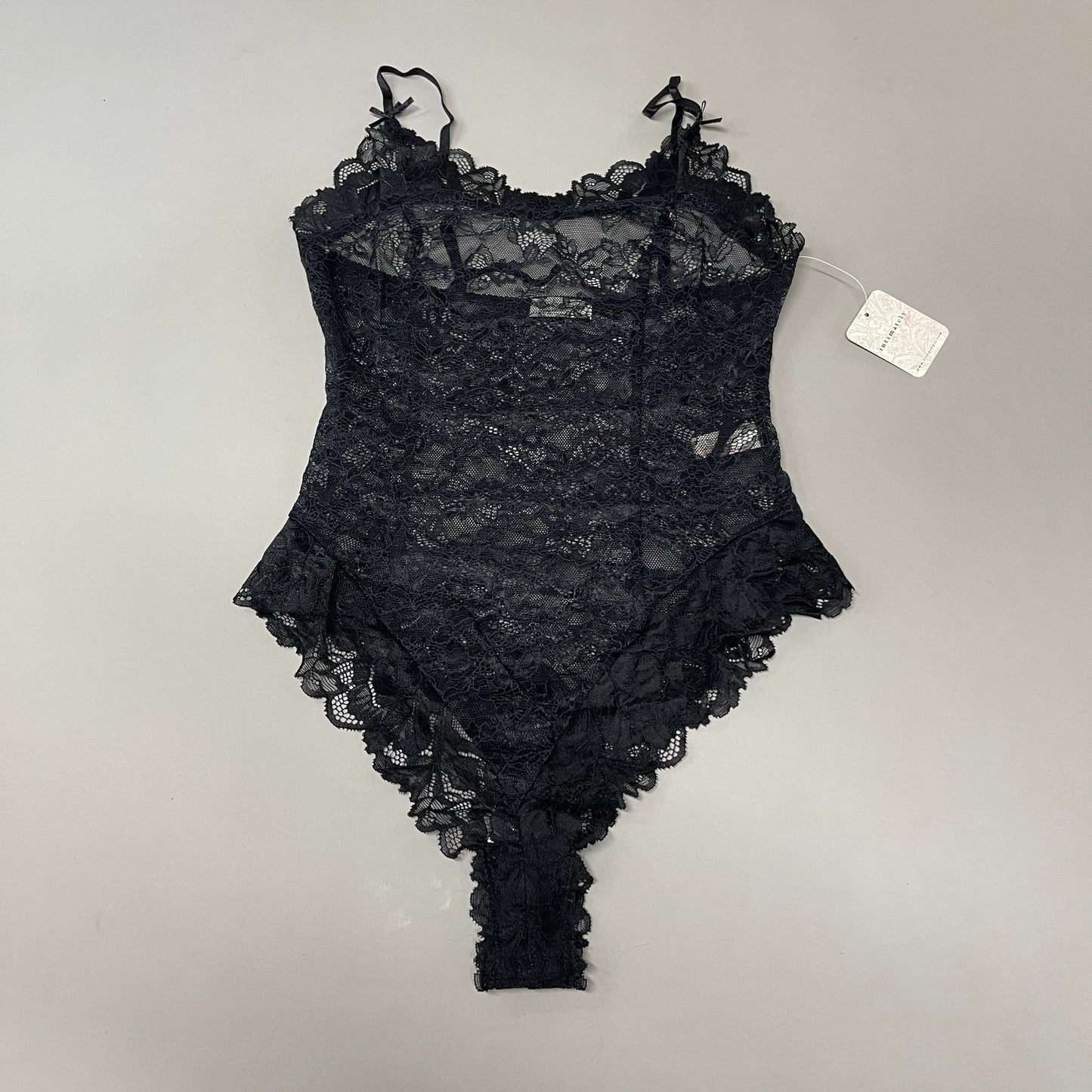 FREE PEOPLE Sheer One Touch Bodysuit Leotard Women's Sz XS Black Lace OB1457989 (New)