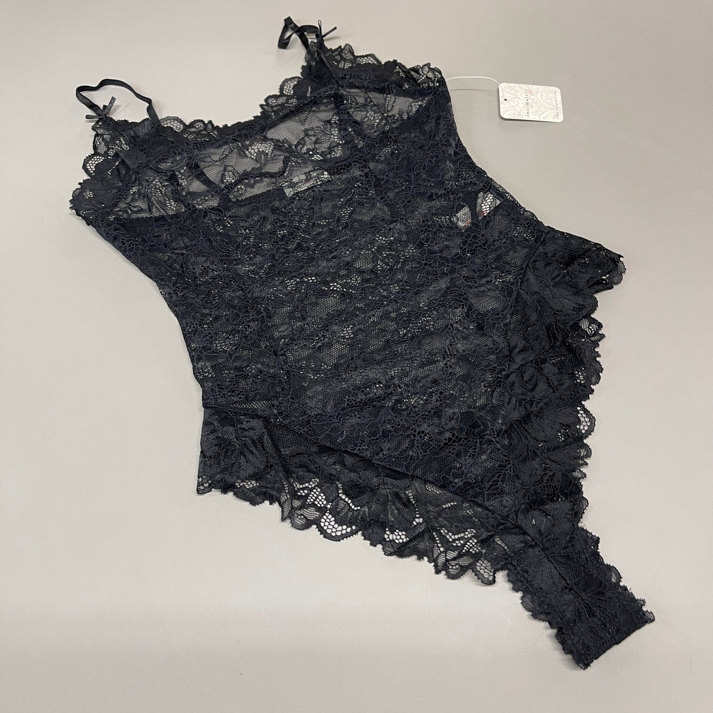 FREE PEOPLE Sheer One Touch Bodysuit Leotard Women's Sz XS Black Lace OB1457989 (New)