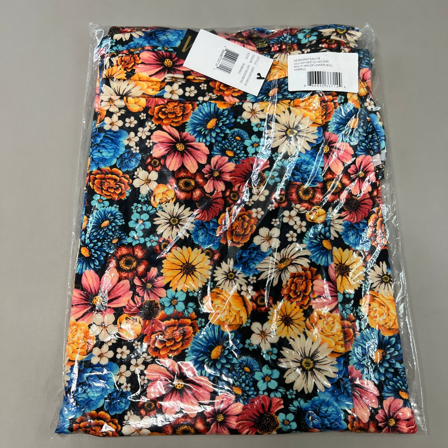AFRM Gala High Waist Slit Midi Skirt Women's XS Multi Wildflower AEB029575AU18 (New)