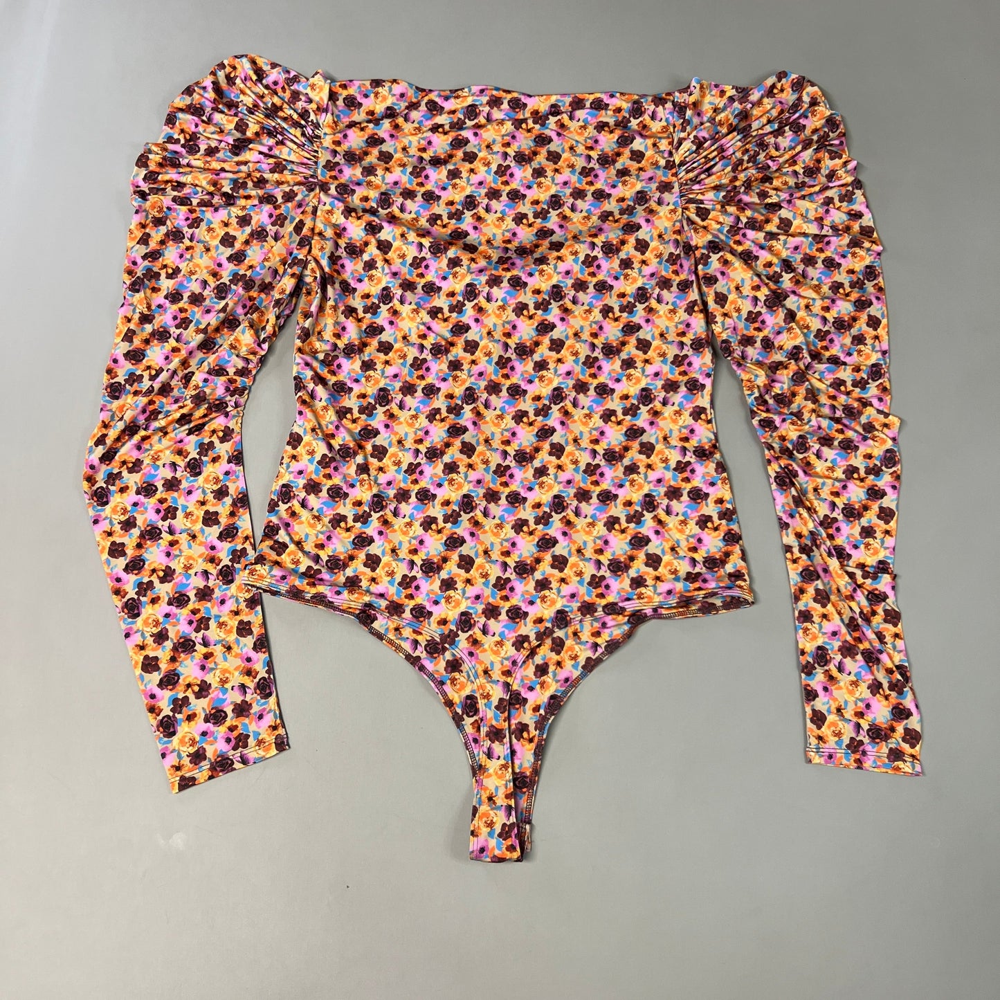 AFRM Coppelia Halter Tie Detail LS Knit Bodysuit Women's L Fall Meadow Ditsy AER002829AU21 (New)