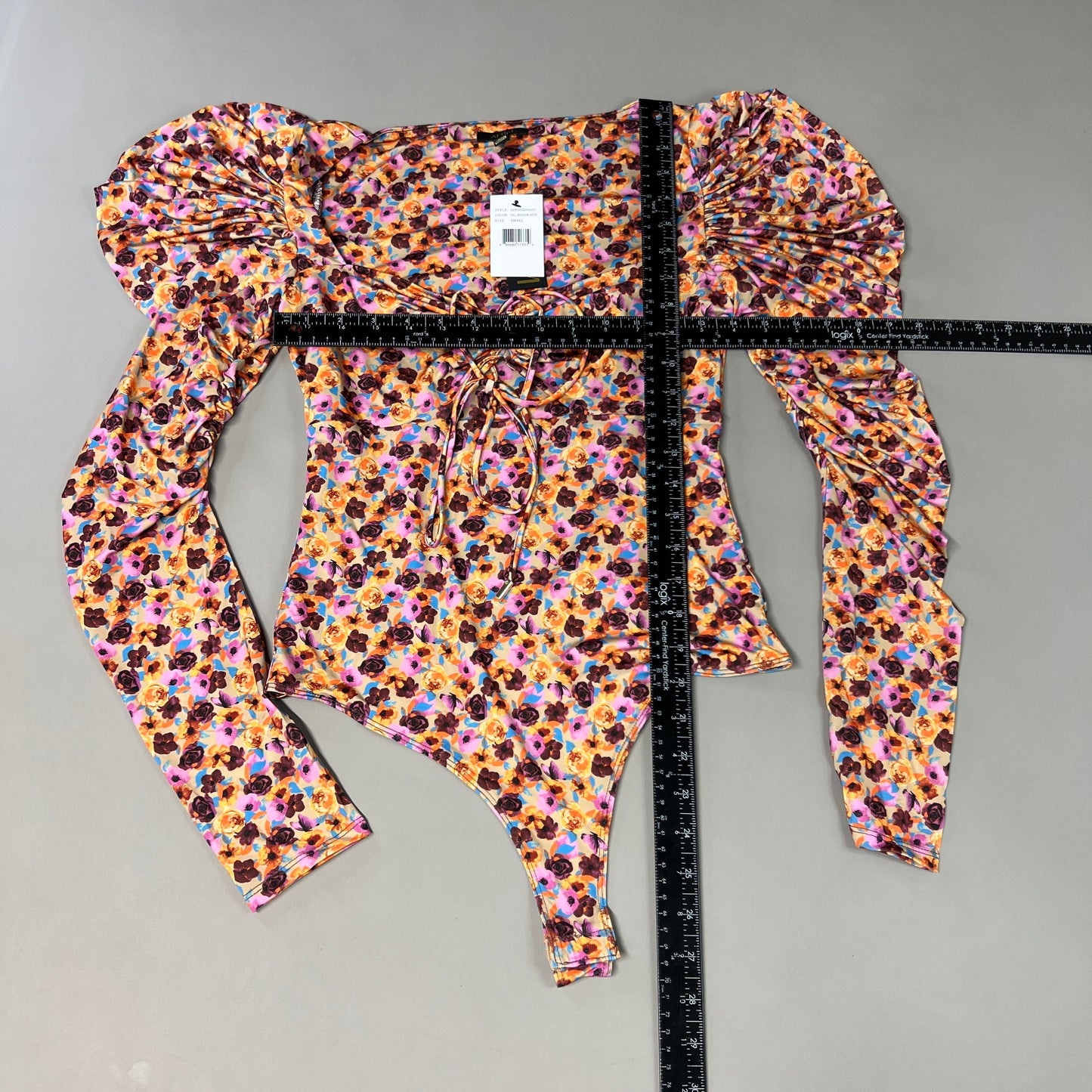 AFRM Coppelia Halter Tie Detail LS Knit Bodysuit Women's S Fall Meadow Ditsy AER002829AU21 (New)