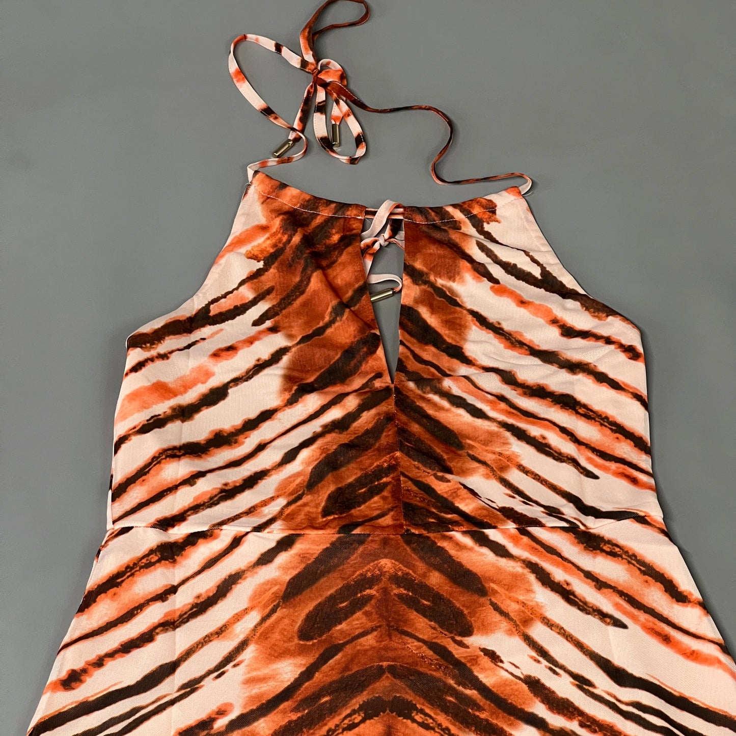 AFRM X Revolve Kalina Halter Mesh Mini Dress Women's S Placement Tiger AED021762 (New)