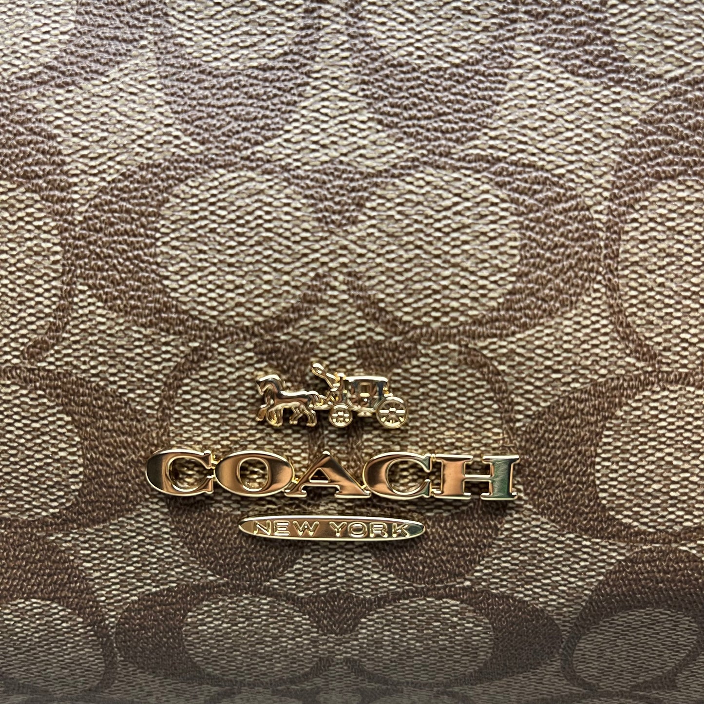 COACH Khaki Marlon Hobo Saddle Bag Signature Canvas 12" x 15" Brown F79993 (New)