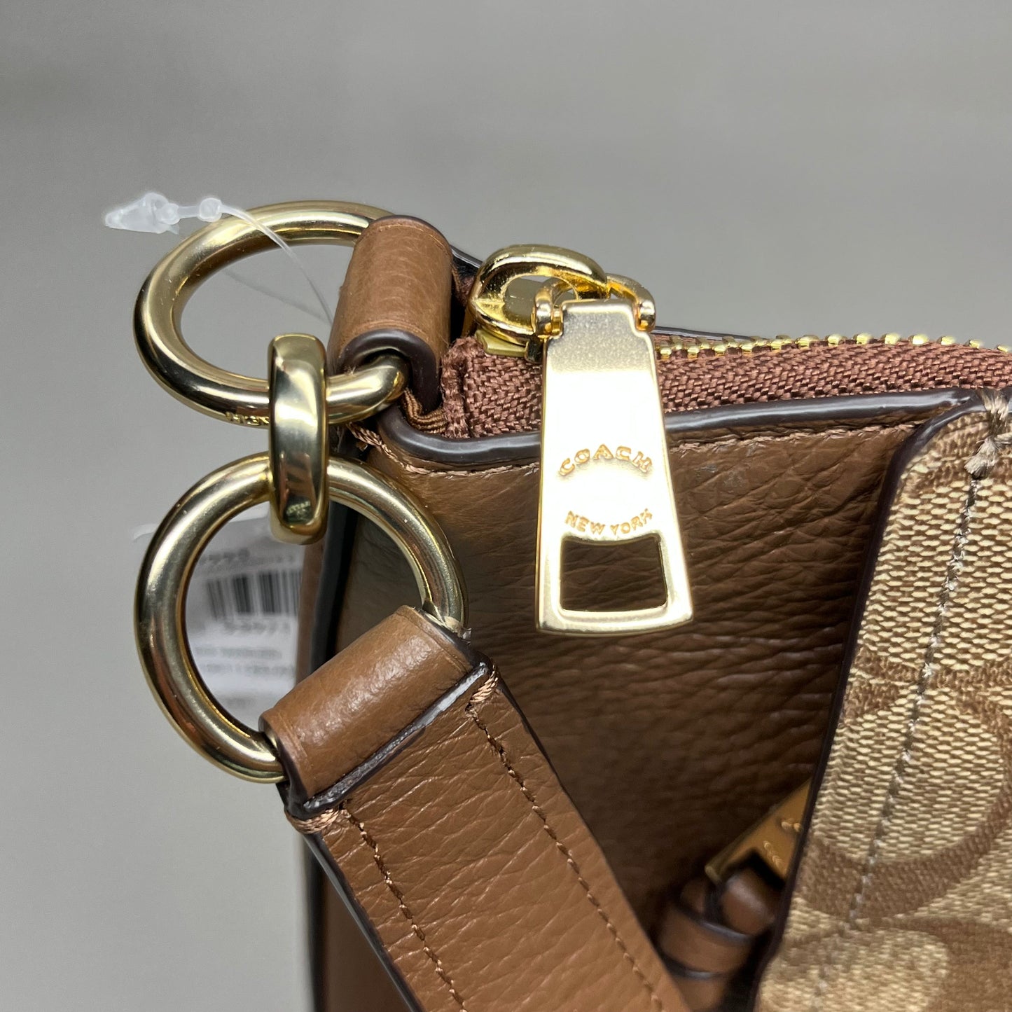 COACH Khaki Marlon Hobo Saddle Bag Signature Canvas 12" x 15" Brown F79993 (New)