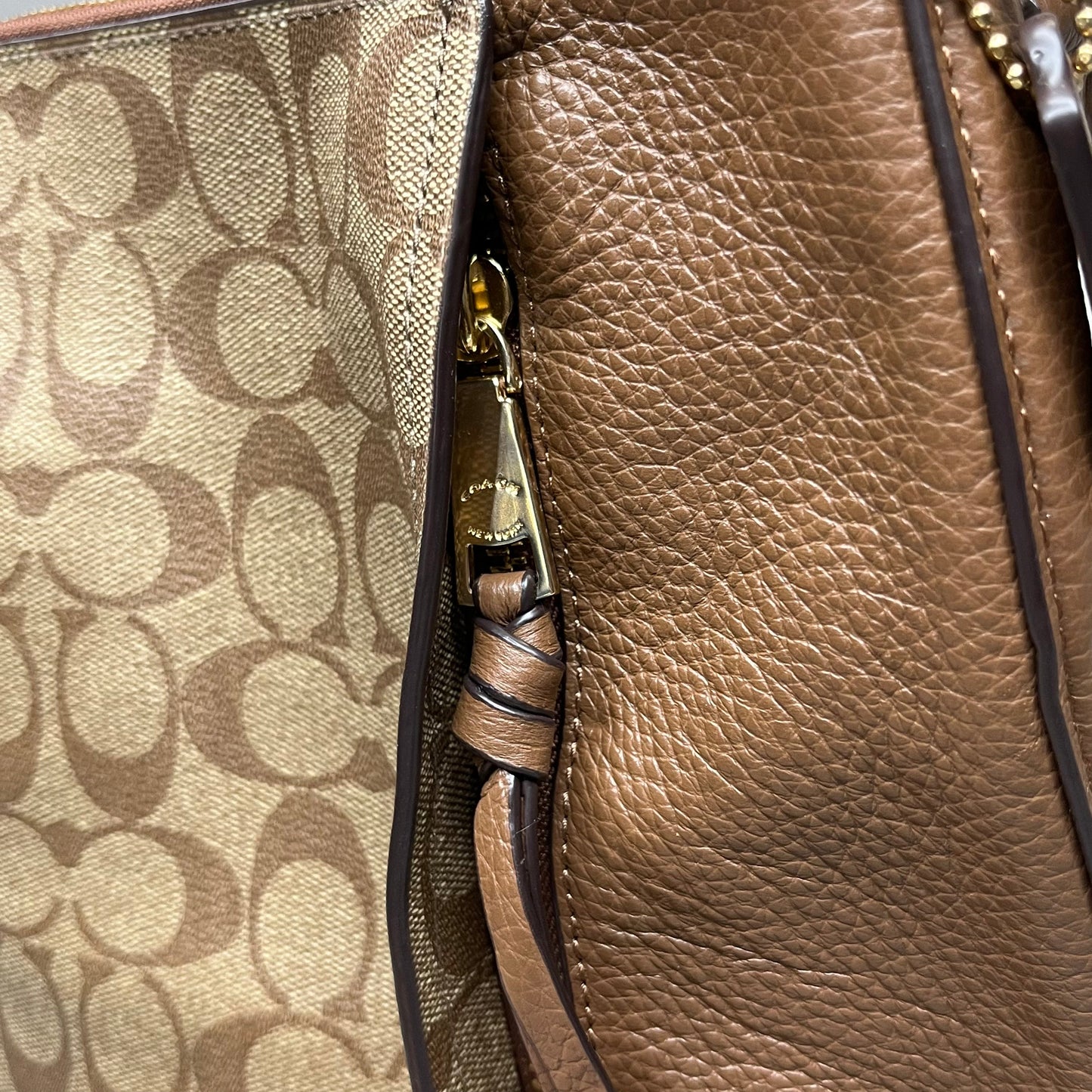 COACH Khaki Marlon Hobo Saddle Bag Signature Canvas 12" x 15" Brown F79993 (New)