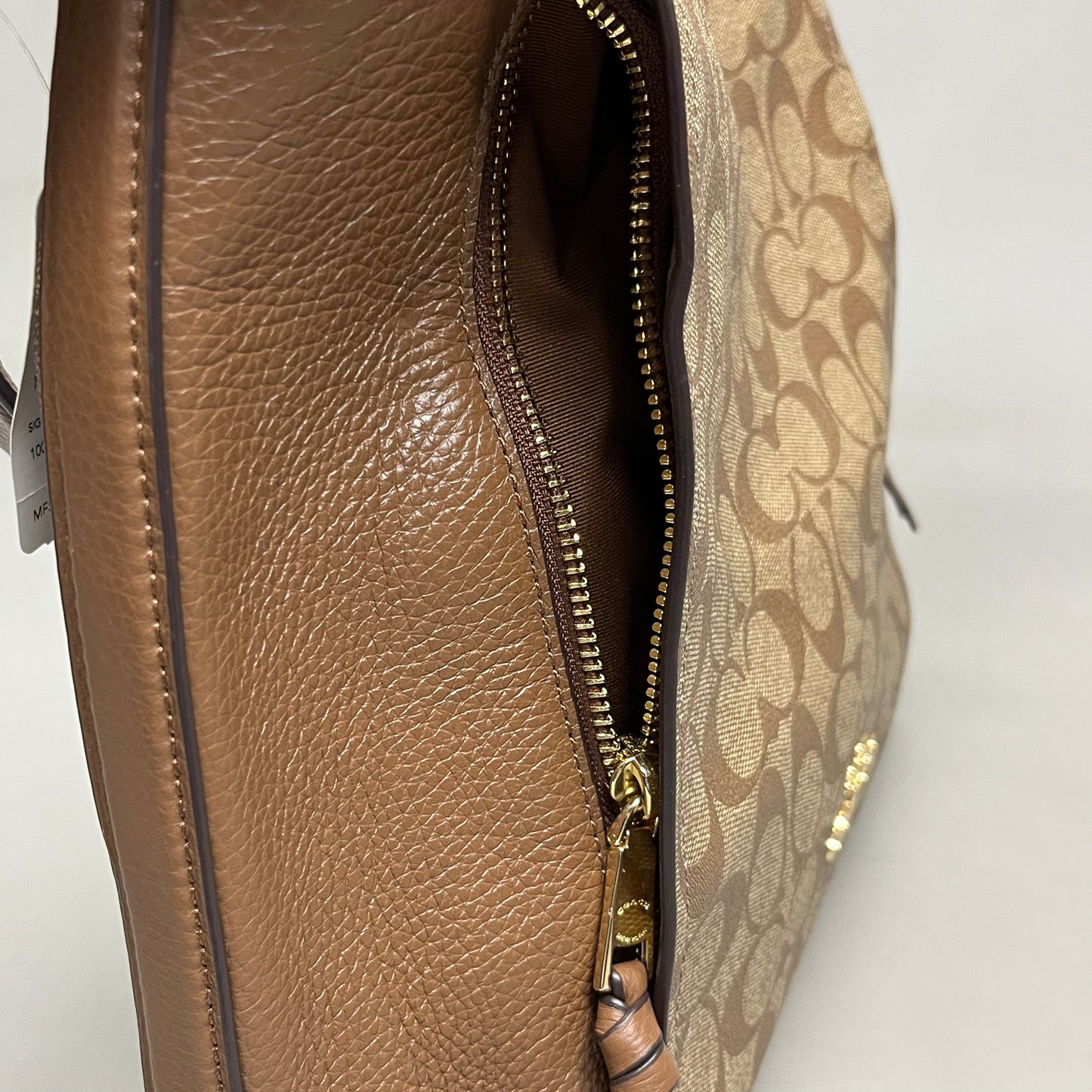 COACH Khaki Marlon Hobo Saddle Bag Signature Canvas 12" x 15" Brown F79993 (New)