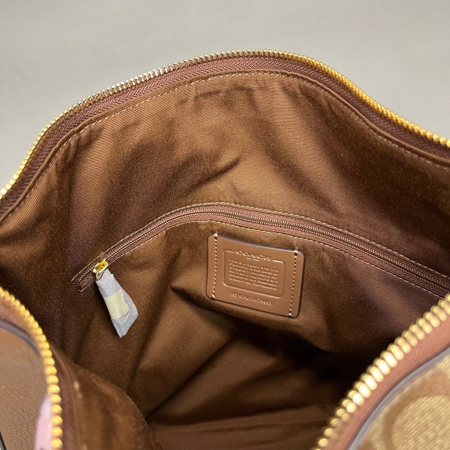COACH Khaki Marlon Hobo Saddle Bag Signature Canvas 12" x 15" Brown F79993 (New)