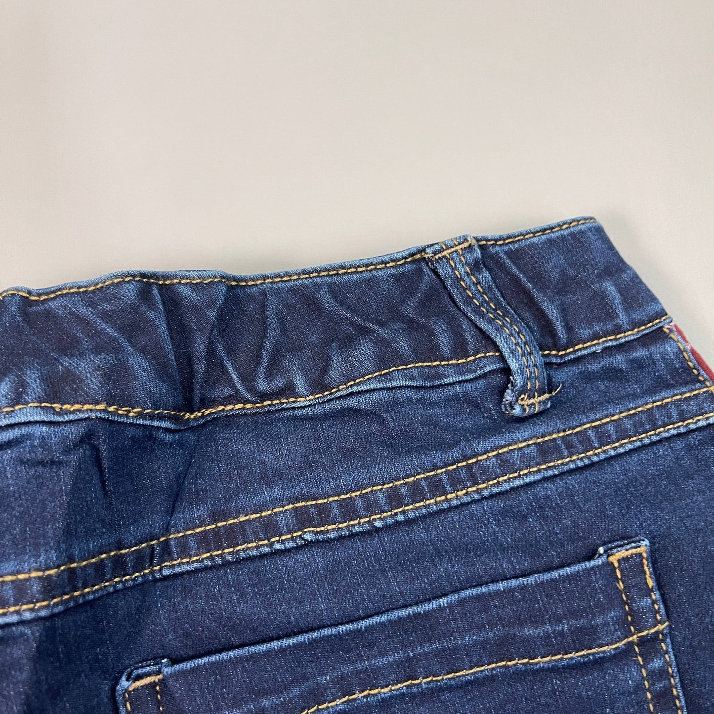 CLINTON KELLY Frayed Hem Jeans Women's Sz 10 Regular Dark Wash, Maroon Striped Side(New)