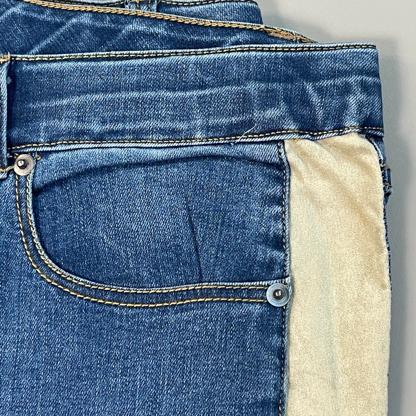CLINTON KELLY Frayed Hem Jeans Women's Sz 16 Regular Mid Wash W/ Tan Striped Side(New)