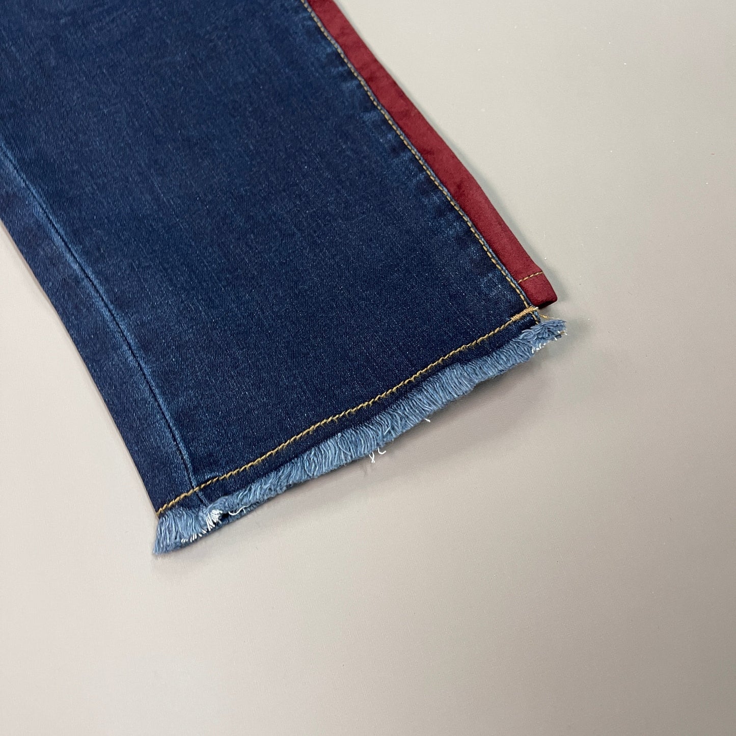 CLINTON KELLY Frayed Hem Jeans Women's Sz 16 Regular Dark Wash W/ Maroon Striped Side (New)