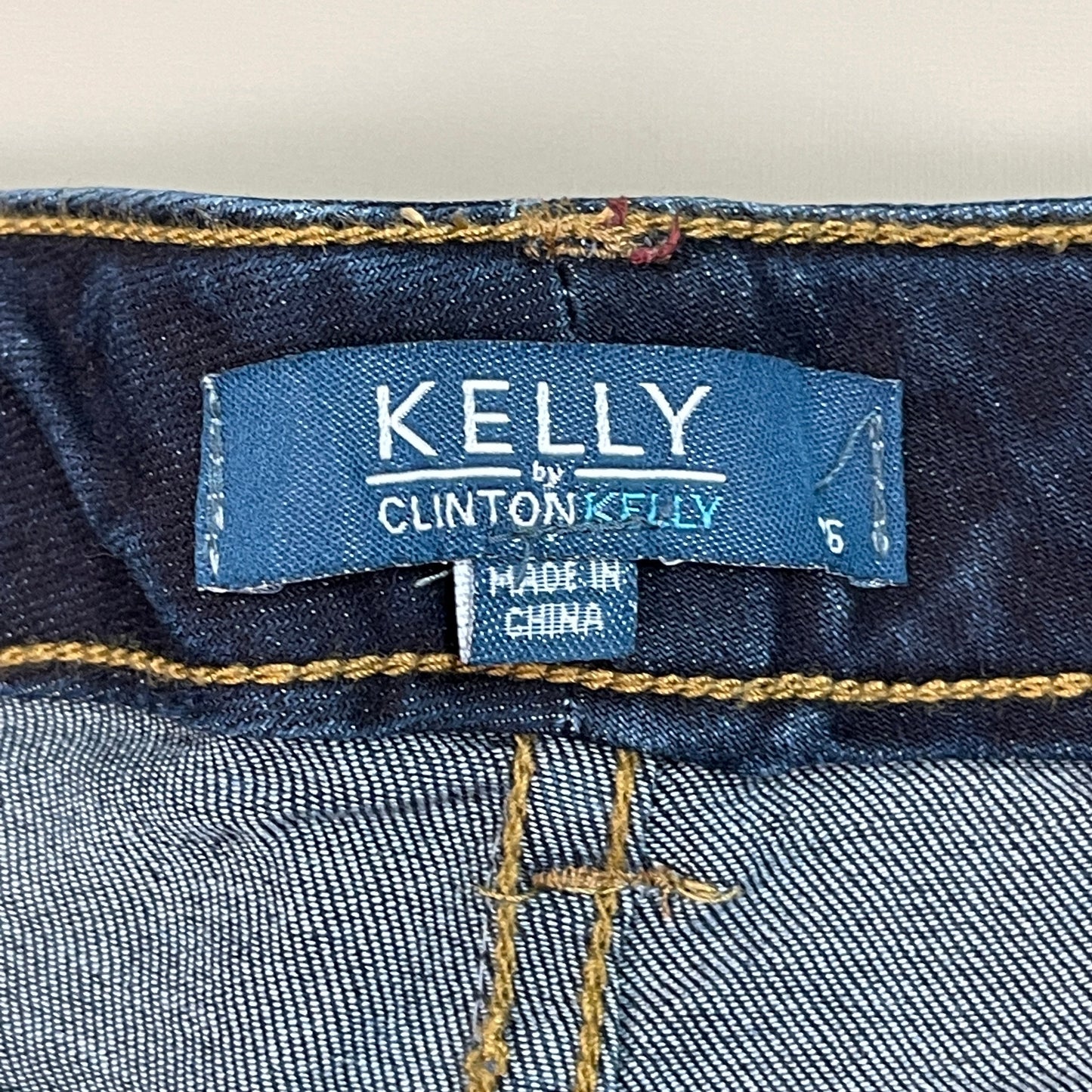 CLINTON KELLY Frayed Hem Jeans Women's Sz 16 Regular Dark Wash W/ Maroon Striped Side (New)