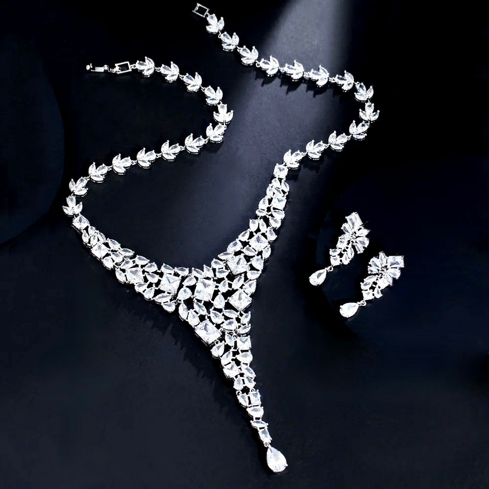 Regency - Luxury Silver Cubic Zirconia Bridal Jewelry Set