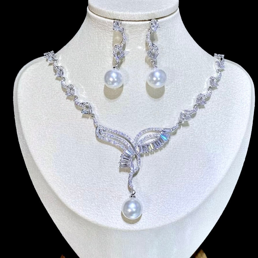 Narianna - Luxury Pearl and CZ Bridal Jewelry Set