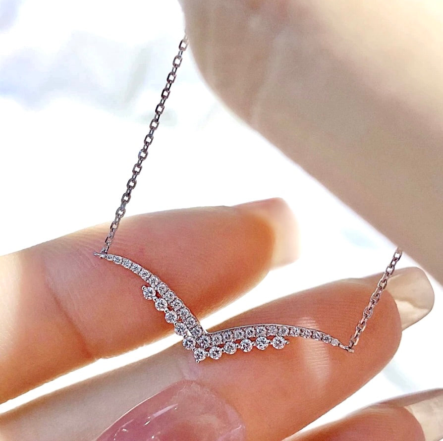 Morena - Minimalist 925 Sterling Silver CZ Bridal Necklace