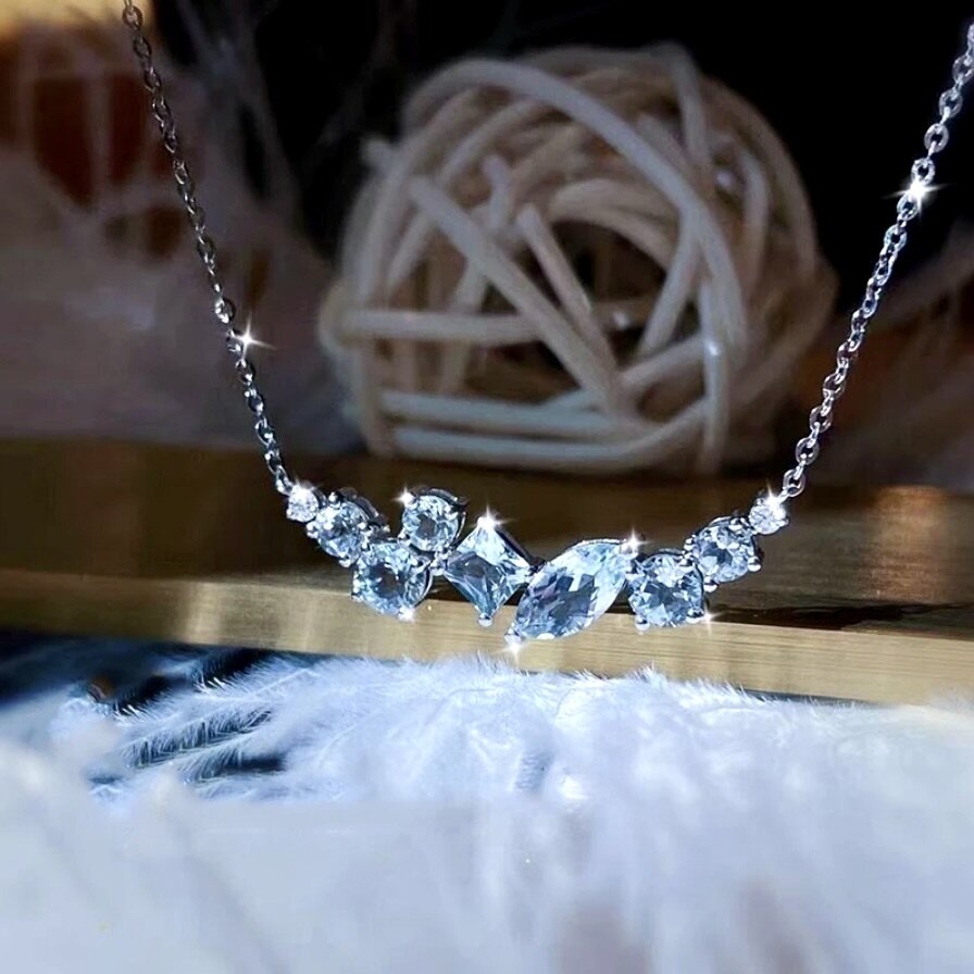 Colla - Minimalist 925 Sterling Silver CZ Bridal Necklace
