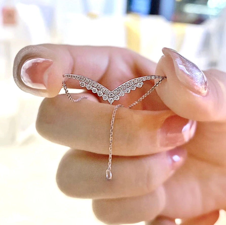 Morena - Minimalist 925 Sterling Silver CZ Bridal Necklace