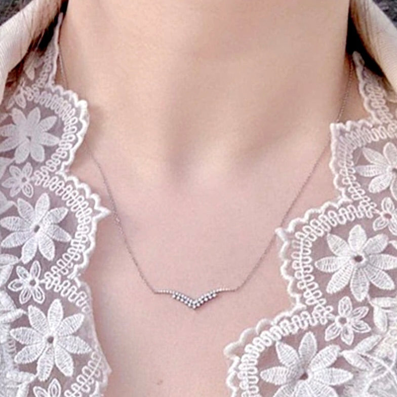 Morena - Minimalist 925 Sterling Silver CZ Bridal Necklace