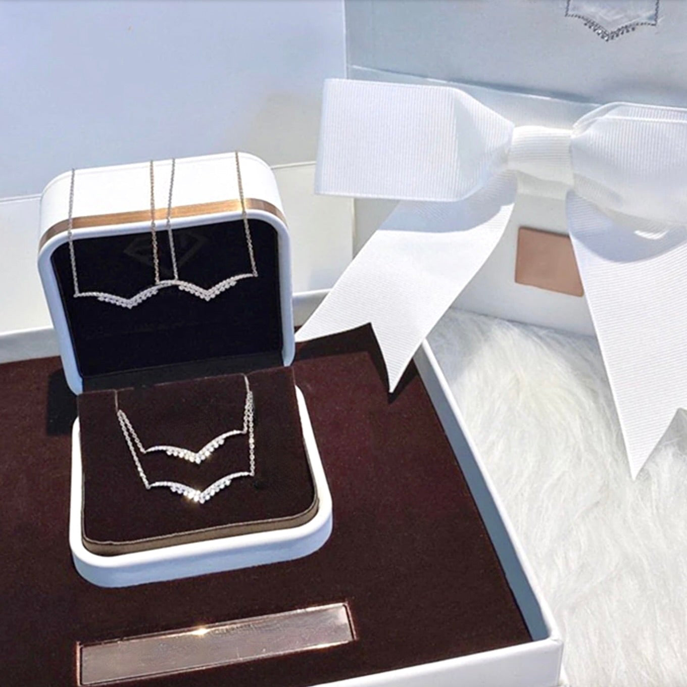 Morena - Minimalist 925 Sterling Silver CZ Bridal Necklace