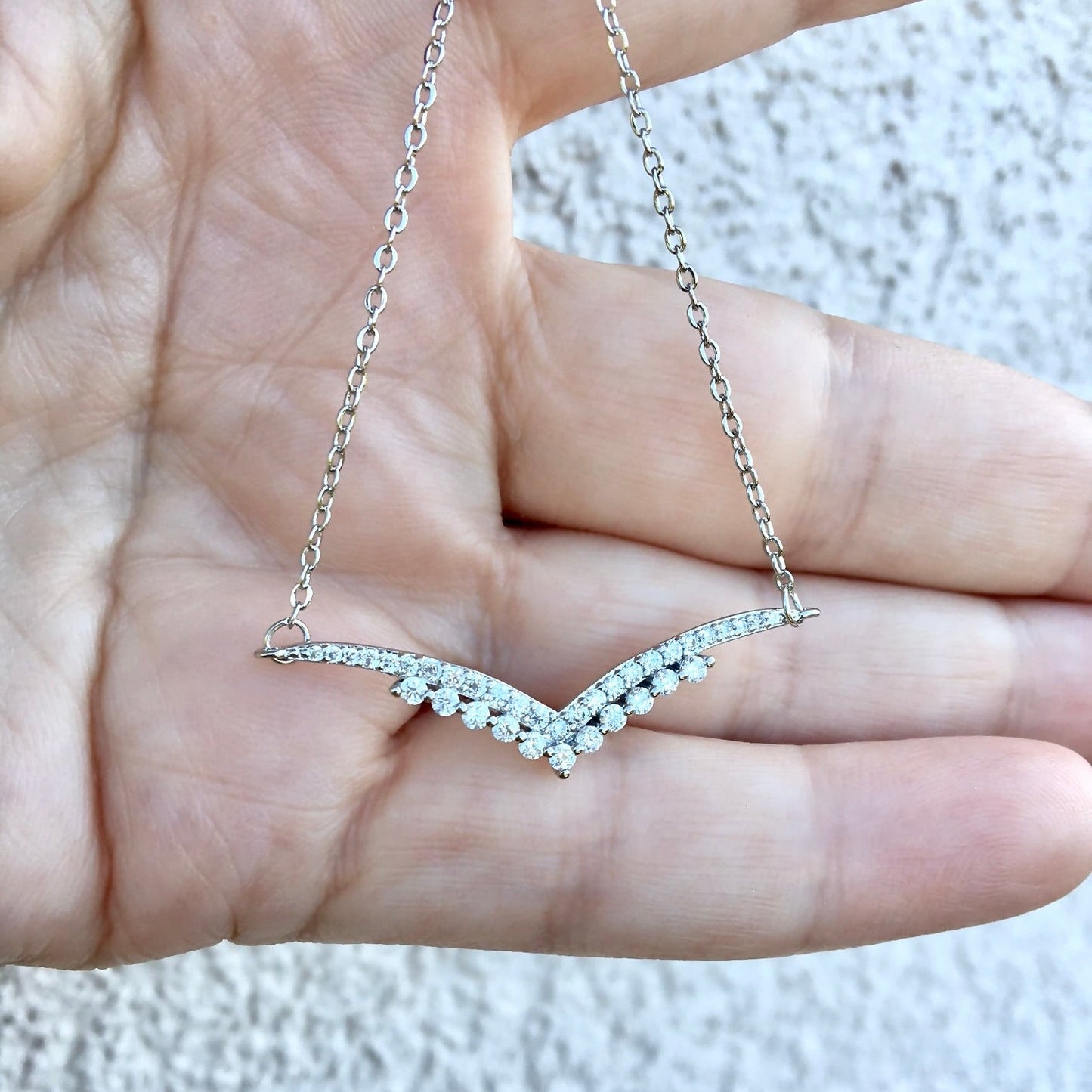 Morena - Minimalist 925 Sterling Silver CZ Bridal Necklace