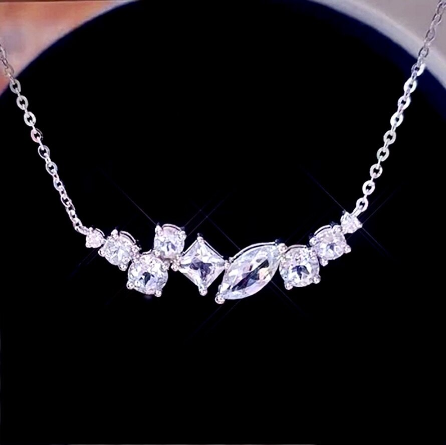 Colla - Minimalist 925 Sterling Silver CZ Bridal Necklace