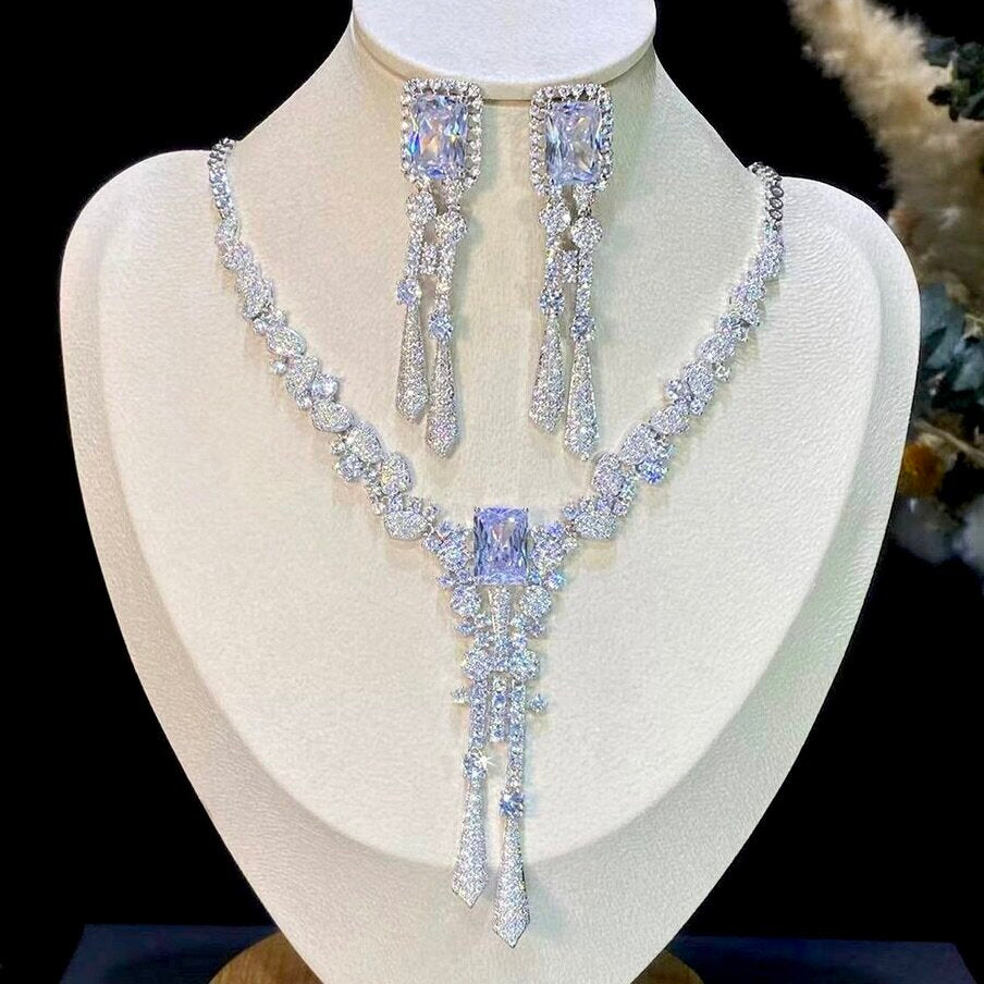 Arissa - Luxury Silver Cubic Zirconia Bridal Jewelry Set