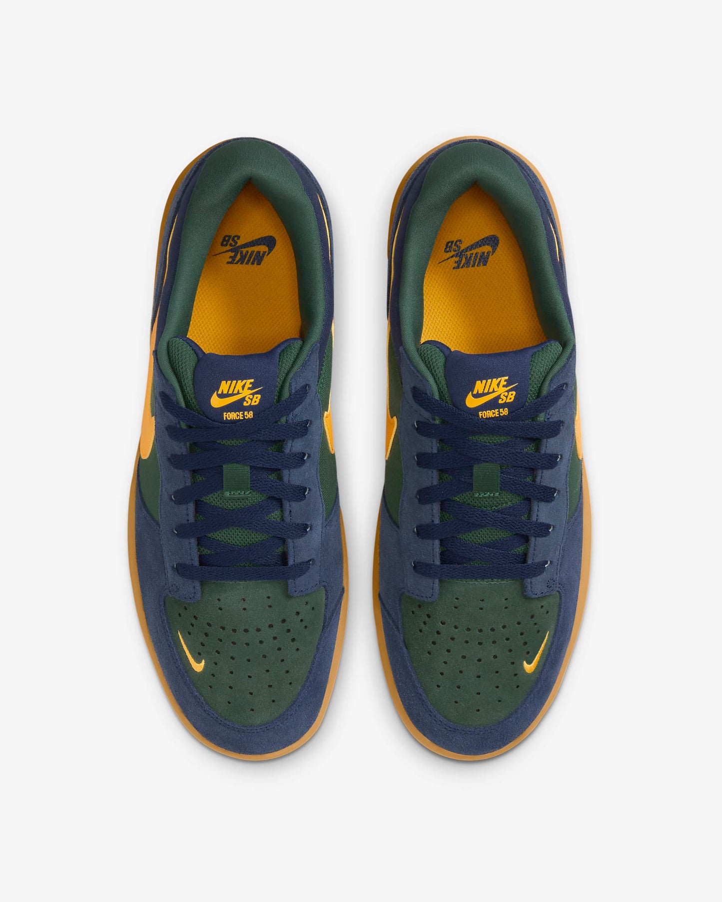 Nike SB Force 58 Midnight Navy Fir Gum Light Brown University Gold Size 10M / 11.5W NEW