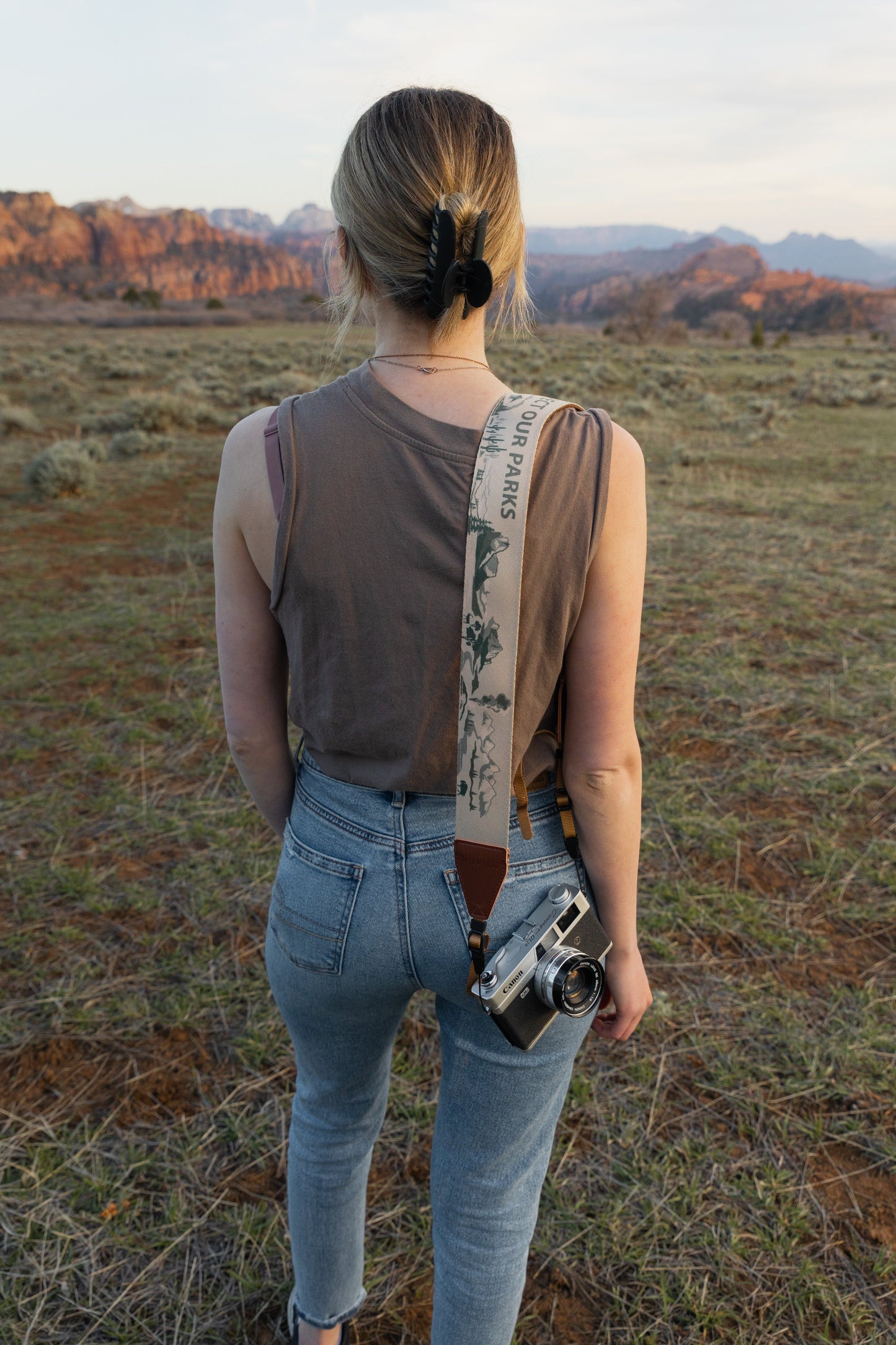 National Park Inspired Camera Strap Brown