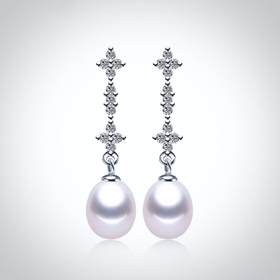 Kamila - Freshwater Pearl and Sterling Silver Bridal Earrings
