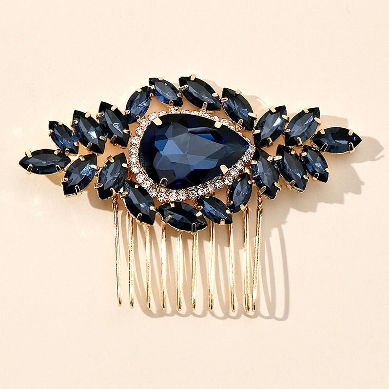 "Bluebell" - Navy Blue Crystal Bridal Hair Comb