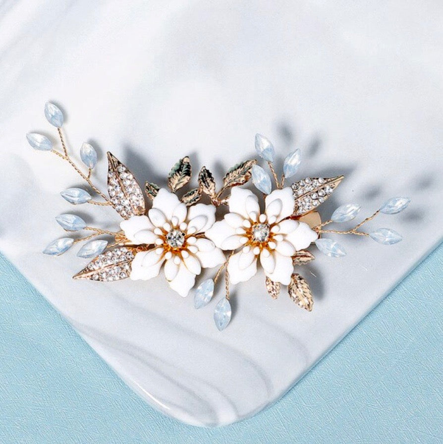 Lillian - Opal Gold Bridal Hair Clip