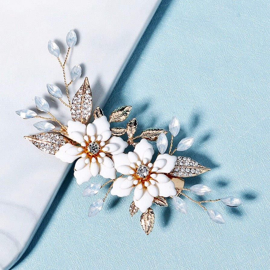 Lillian - Opal Gold Bridal Hair Clip