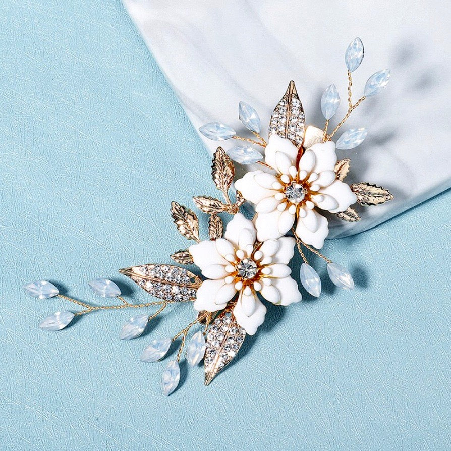 Lillian - Opal Gold Bridal Hair Clip