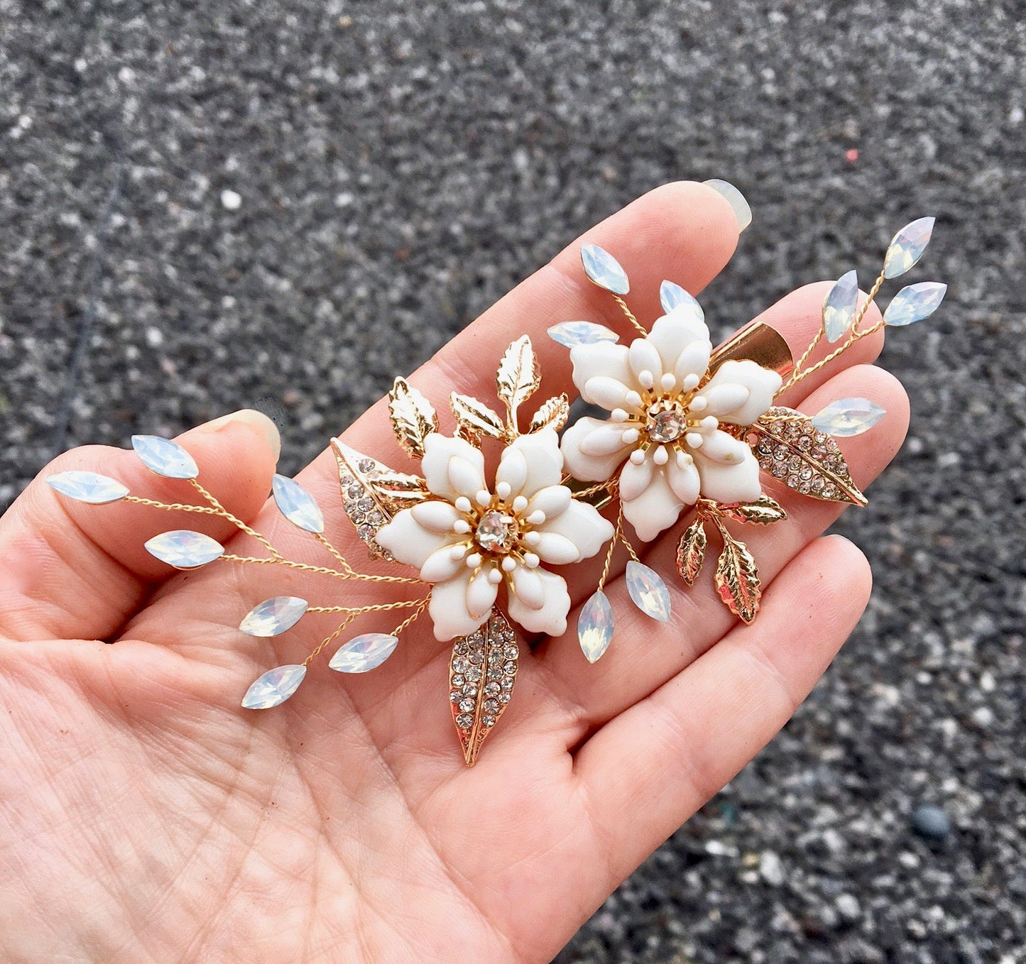 Lillian - Opal Gold Bridal Hair Clip