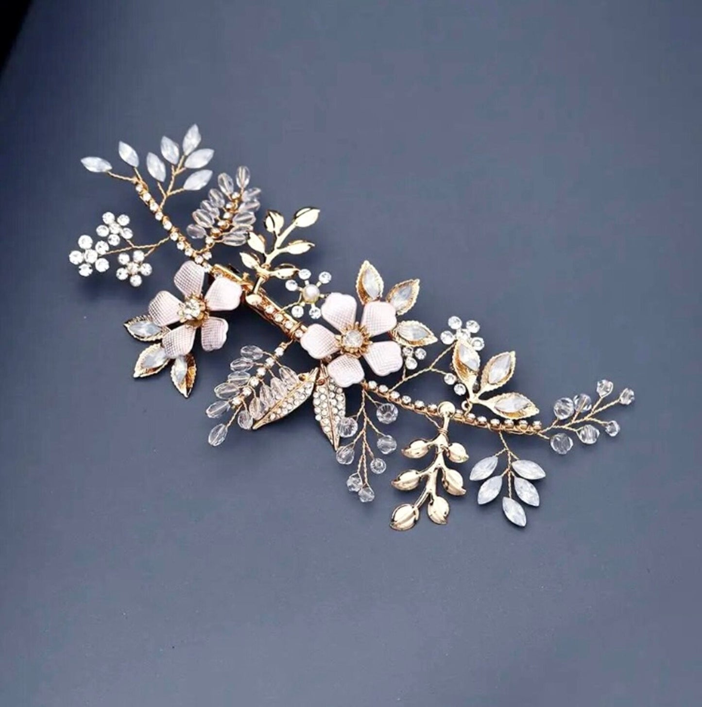 "Rosemary" - Gold Opal Bridal Hair Clip