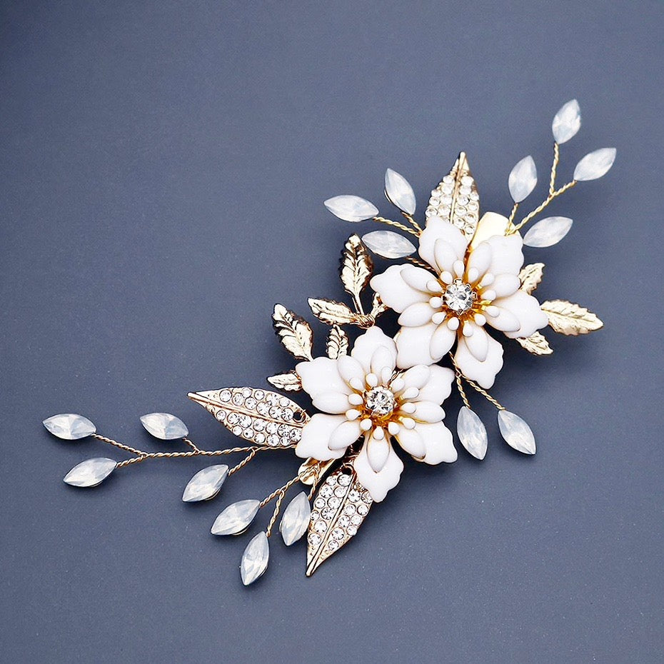 Lillian - Opal Gold Bridal Hair Clip