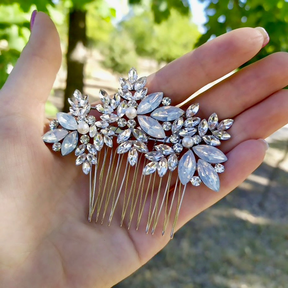 "Serafina" - Opal and Pearl Bridal Hair Comb