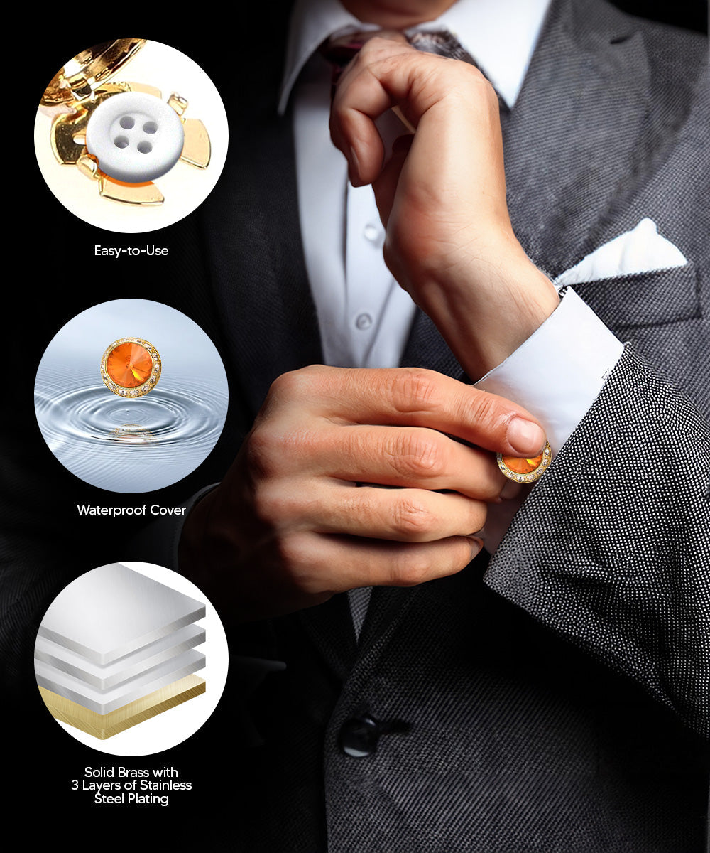 Vittorio Vico Men's Crystal Colorstone Button Cover