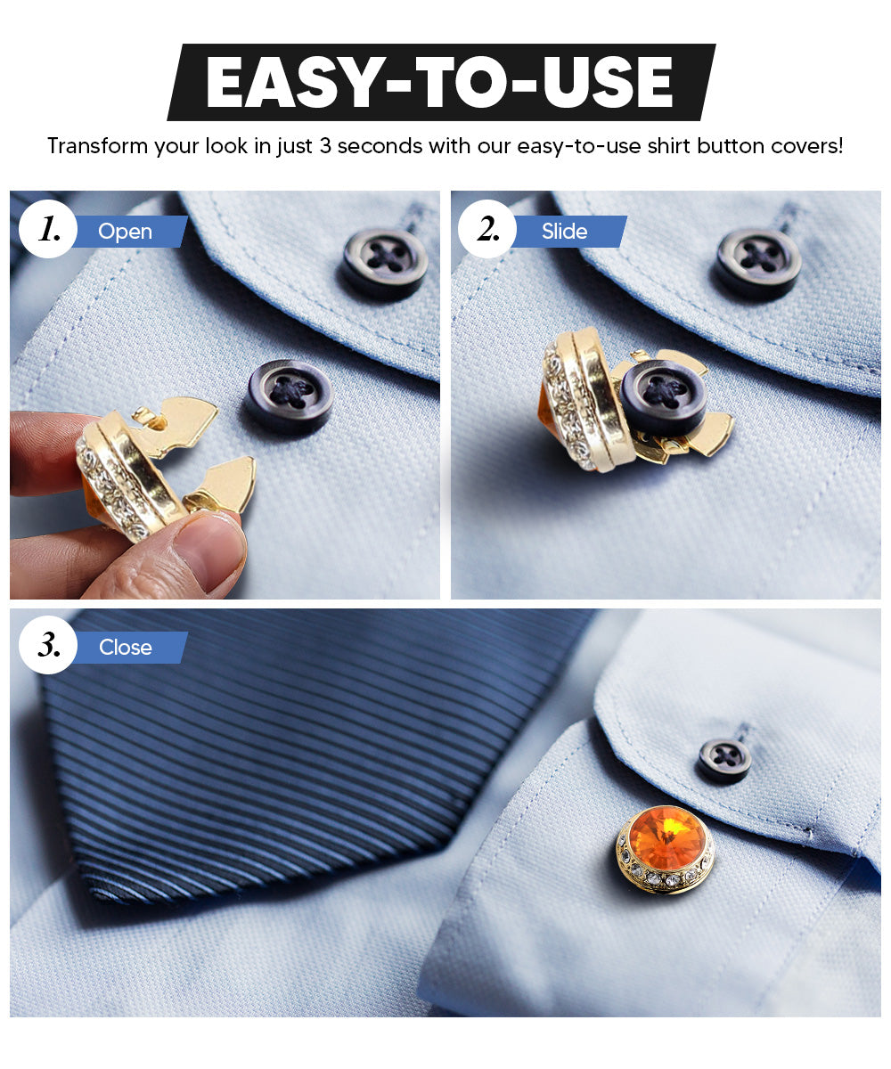 Vittorio Vico Men's Crystal Colorstone Button Cover
