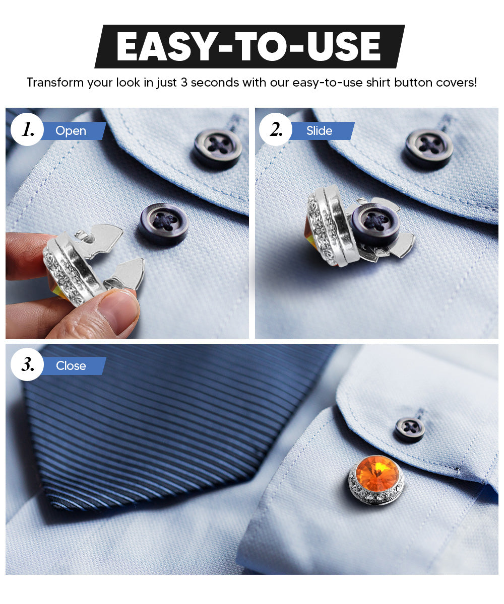 Vittorio Vico Men's Crystal Colorstone Button Cover