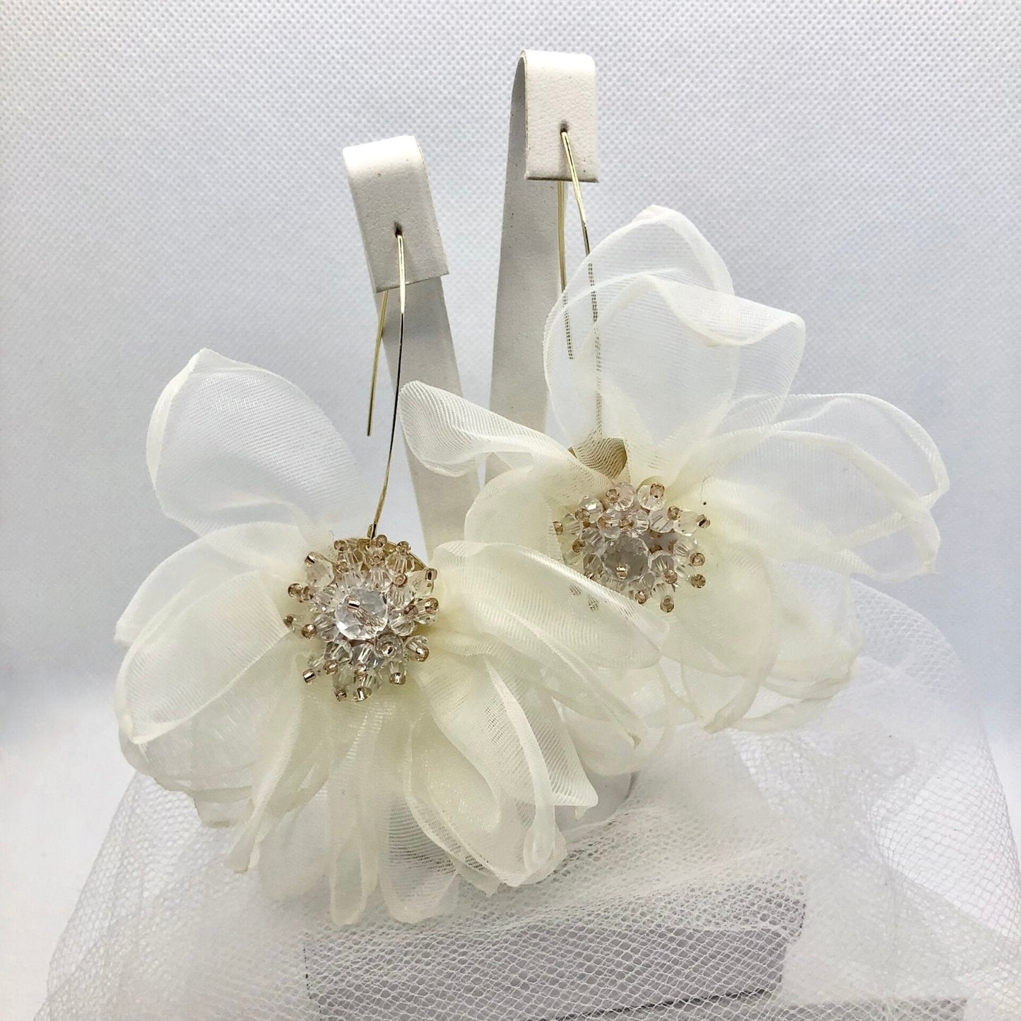 Deborah - Bohemian Silk Flowers Bridal Earrings