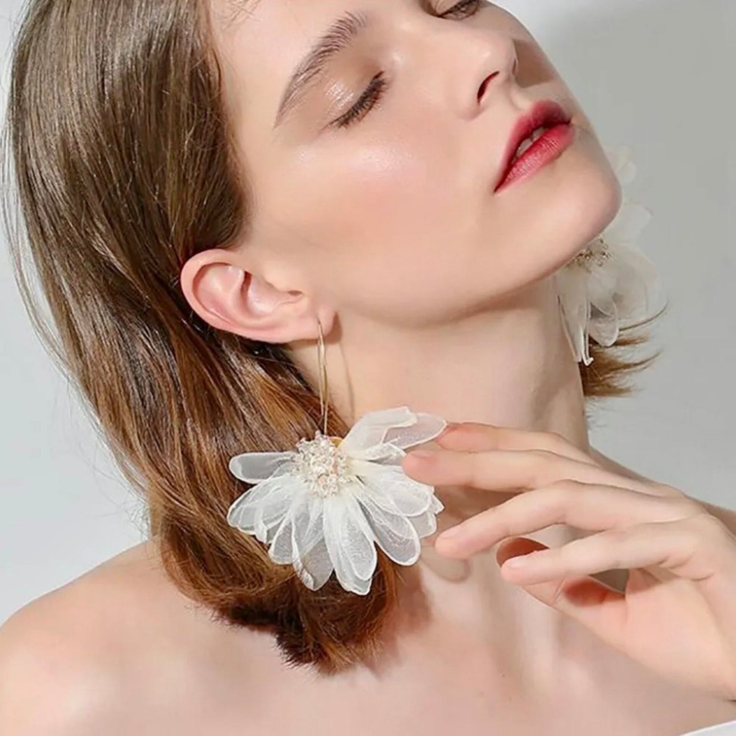 Deborah - Bohemian Silk Flowers Bridal Earrings