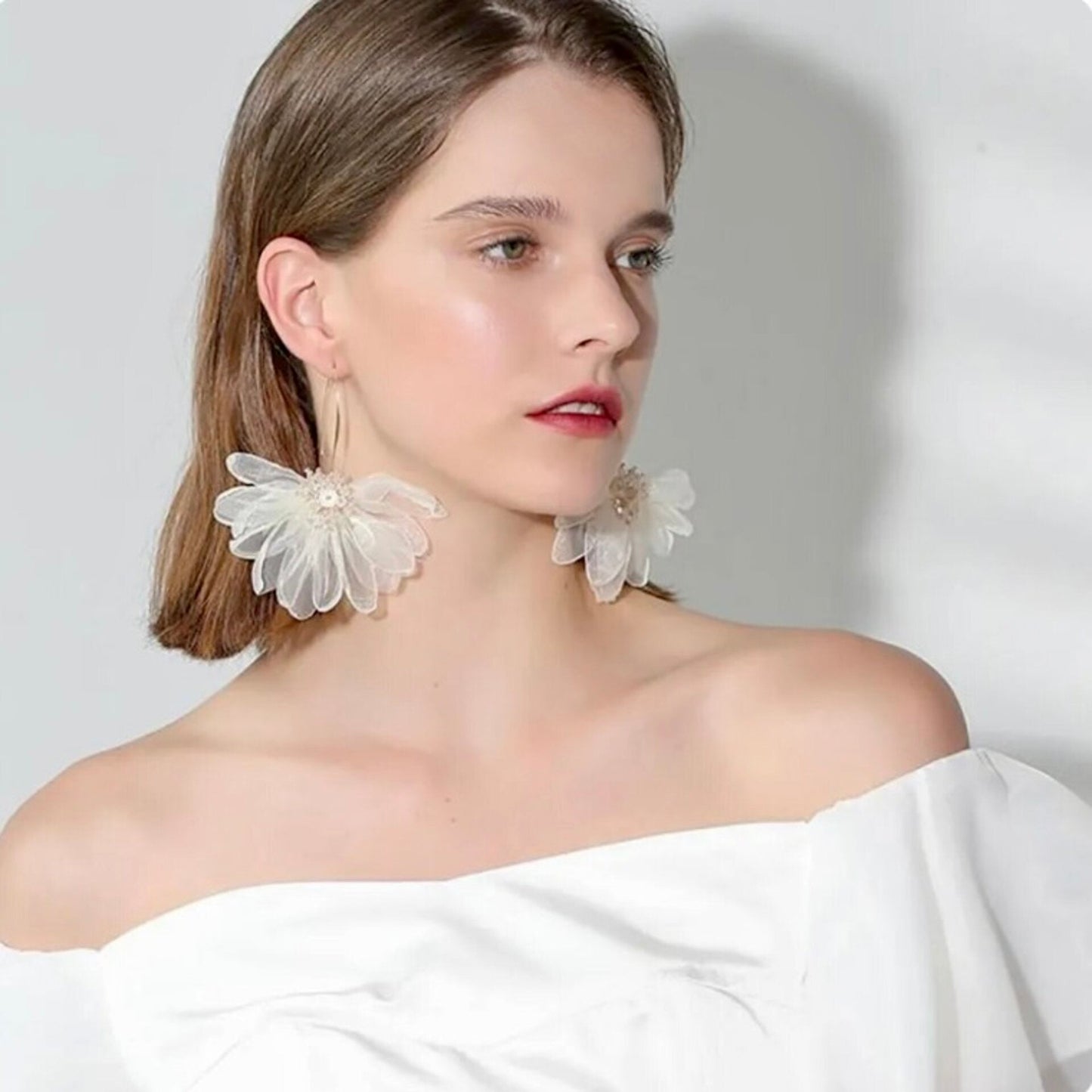 Deborah - Bohemian Silk Flowers Bridal Earrings