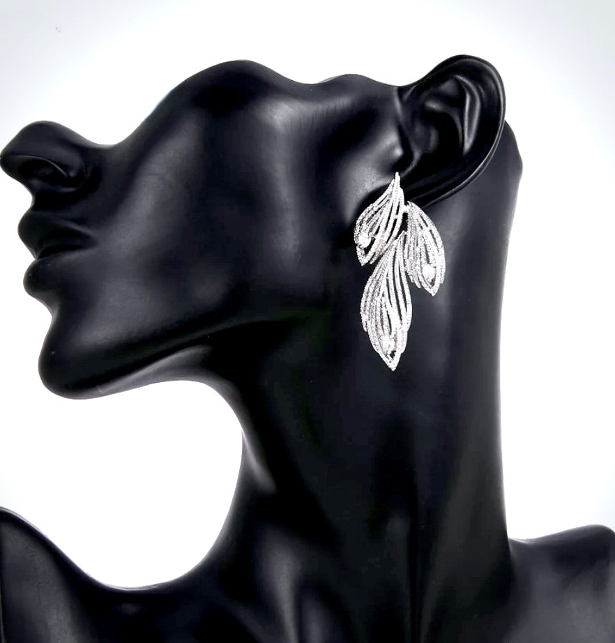 "Brandy" - Silver Cubic Zirconia Bridal Earrings